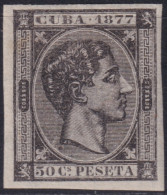 1877-157 CUBA ANTILLES 1877 50c MH ALFONSO XII IMPERFORATED.  - Vorphilatelie