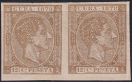 1878-219 CUBA ANTILLES 1878 12 ½ C MH ALFONSO XII IMPERFORATED PAIR.  - Préphilatélie