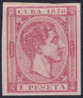 1878-220 CUBA ANTILLES 1878 1 Pta. ALFONSO XII IMPERFORATED NO GUM.  - Vorphilatelie