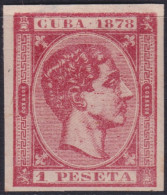 1878-221 CUBA ANTILLES 1878 1 Pta. ALFONSO XII IMPERFORATED NO GUM.  - Voorfilatelie