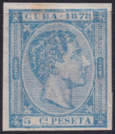 1878-222 CUBA ANTILLES 1878 MH 5c ALFONSO XII IMPERFORATED.  - Préphilatélie