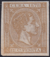 1878-226 CUBA ANTILLES 1878 MH 12 ½ C ALFONSO XII IMPERFORATED NO GUM.  - Vorphilatelie