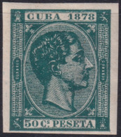 1878-227 CUBA ANTILLES 1878 MH 50 C ALFONSO XII IMPERFORATED.  - Vorphilatelie