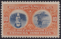 1910-233 CUBA REPUBLICA 1910 10c MH JUAN BRUNO ZAYAS CYCLE INVERTED CENTER WITH ORIGINAL GUM.  - Nuovi