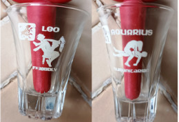 Verre à Digestif érotique " LEO Et AQUARIUS " _Dvv001 - Glasses