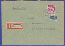 Bizone Bautenserie Mi.-Nr 94 Als EF Auf R-Brief Von Göppingen Nach Landshut - Lettres & Documents