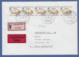Berliner Frauen 240er 5erStreifen Als MEF Auf Eil-V-Brief Ab PA BERLIN 272, 1990 - Cartas & Documentos