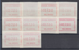 Brasilien FRAMA-Automatenmarken VA.00001 - VA.00010 Serie Komplett **  - Franking Labels