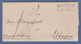 STOLZENAU 20 Sept. Graublauer Rahmenstempel Auf Faltbrief, 1860 - Other & Unclassified