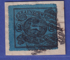 Braunschweig 1864 2Sgr. Blau Mi.-Nr. 15A Gest. Auf Briefstück, Gpr. PFENNINGER - Brunswick