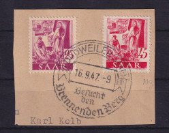 Saarland 1947  Mi.-Nr. 216 Z, 219 Y Mit So.-O DUDWEILER Auf Briefstück Gpr. NEY - Oblitérés