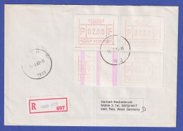 Belgien FRAMA-ATM P3036 Mit ENDSTREIFEN Auf R-Brief ATH Vom 11.3.1983 - Altri & Non Classificati
