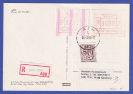 Belgien FRAMA-ATM P3036 Mit ENDSTREIFEN Auf R-Postkarte ATH , 10.3.1983 - Andere & Zonder Classificatie