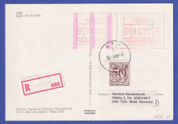 Belgien FRAMA-ATM P3036 Mit ENDSTREIFEN Auf R-Postkarte ATH Vom 10.3.1983 - Other & Unclassified