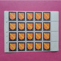 N°756 30 C. Armoiries D'Alsace - Morceau De Feuille De 20 Timbres Avec Inter-panneau Neuf ** - 1941-66 Stemmi E Stendardi