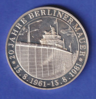 Silbermedaille 20 Jahre Berliner Mauer 1981 - Sin Clasificación