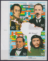 1993.190 CUBA 1993 50c INTEGRACION LATINOAMERICANA CHE GUEVARA MARTI BOLIVAR JUAREZ IMPERFORATED PROOF - Non Dentellati, Prove E Varietà