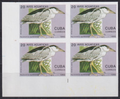 1993.186 CUBA 1993 20c WATER BIRD AVES PAJAROS IMPERFORATED PROOF BLOCK 4.  - Ongetande, Proeven & Plaatfouten