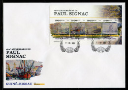 Guinea Bissau 2023, Art, Signac, Boat, Mulin, 4val In BF In FDC - Mühlen