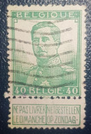 Belgium King Albert 40C Classic Used Stamp 1912 Two Buttons On Uniform - Autres & Non Classés