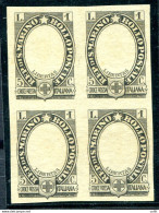 Croce Rossa Lire 1 Quartina Prova Di Stampa In Nero - Unused Stamps