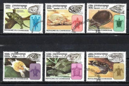 Animaux Tortues Cambodge 1998 (117)  Yvert N° 1556 à 1561 Oblitérés Used - Tortues