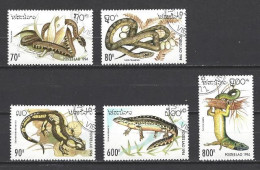 Animaux Reptiles Laos 1994 (124) Yvert N° 1134 à 1138 Oblitérés Used - Schlangen