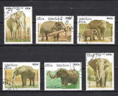 Animaux Eléphants Laos 1997 (125) Yvert N° 1275 à 1280 Oblitérés Used - Olifanten