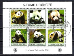 Animaux Pandas Saint Thomas Et Prince 2003 (267) Yvert N° 1500 à 1505 Oblitérés Used - Orsi