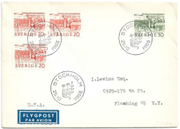Correspondence - Sweden To USA, Svenska Btggnadsminnen, 1963, N°1147 - Covers & Documents