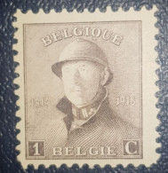 Belgium 1C Unused Classic Stamp 1919 No Gum MNG King Albert - Otros & Sin Clasificación