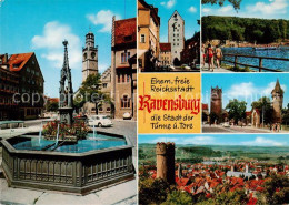 73814025 Ravensburg  Wuerttemberg Brunnen Stadttor Badesee Panorama  - Ravensburg
