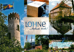 73214092 Lohne Schlossturm Monument Weiher Rathaus Schwimmbad Lohne - Lohne