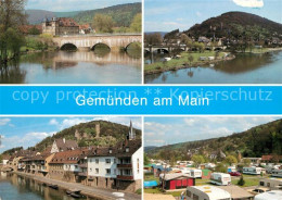 73213867 Gemuenden Main Mainbruecke Campingplatz Haeuserpartie Am Fluss Burgruin - Gemünden