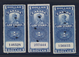 Canada 3x Used Revenue Supreme Court Stamps 2x #FSC18 1x FSC18c-$1.00 - Fiscali