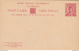 1908 ZANZIBAR, POSTAL CARD + REPLY HG 20 6+6 Cents Red - Andere & Zonder Classificatie