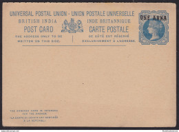 1895/96 ZANZIBAR, POSTAL CARD OF INDIA ONE ANNA+ONE ANNA Black On One And A Half - Andere & Zonder Classificatie