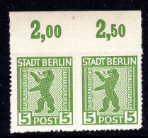 GERMANY BERLIN-BRANDENBURG - 1945 5PF BEAR STAMP IN PAIR ZIGZAG ROULETTE FINE MNH ** - Berlín & Brandenburgo