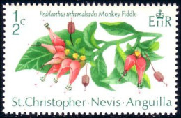 256 Christopher Nevis Fleur Flower Monkey Fiddle Violon De Singe MNH ** Neuf SC (CHT-3c) - Mono