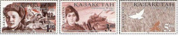 Kazakhstan 1995 50th Anniversary Of End Of WWII Set Of 3 Stamps MNH - Kazajstán