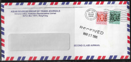 Hong Kong. Stamps Sc. 396, 397 On Commercial Air Mail Letter, Sent From Hong Kong On 20.03.1986 - Brieven En Documenten