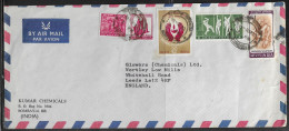 India. Stamps Sc. 408, 419, 533, 550, RA3 On Commercial Letter, Sent From Bombay 18.05.72 To England. - Lettres & Documents