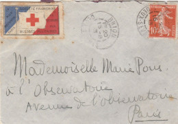 SEMEUSE 10C + VIGNETTE BLESSES MILITAIRES MIGNONETTE BRION DEUX SEVRES 15/8/1913 - Lettres & Documents