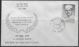 India. FDC Sc. 430.   Mourning Of Lal Bahadur Shastri (1904-1966).  FDC Cancellation On Cachet FDC Envelope - FDC