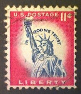 United States, Scott #1044A, Used(o), 1961, Statue Of Liberty, 11¢, Carmine And Blue - Used Stamps