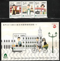 Macau/Macao 2018 The 35th Asian International Stamp Exhibition I (stamps 3v+SS/Block) MNH - Nuevos