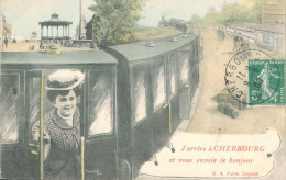 50 CHERBOURG - J'arrive à CHERBOURG Et Vous Envoie Le Bonjour  -  TTB - Cherbourg