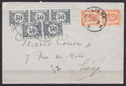 L. Affr. N°419 (paire Verticale) Càd LIEGE 3H/14-2-1947 Pour Et Taxé N°TX39x3 à LIEGE - Cartas & Documentos