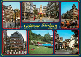 73209028 Herborn Hessen Fachwerkhaeuser Brunnen Rathaus Park Schwimmbad  Herborn - Herborn