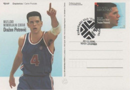 Croatia, Basketball, 60th Anniversary Of Ckub Cibona Zagreb, Special Cancel On Stationery D. Petrovic - Basketball